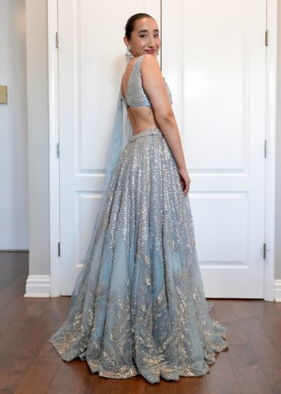 Baby Blue Tassel Blouse Lehenga