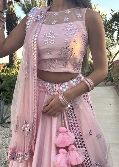 Pink Mirrorwork Lehenga