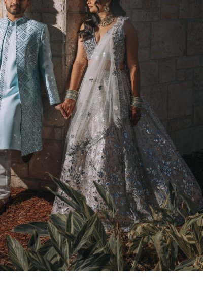 Ivory mirror work Lehenga 
