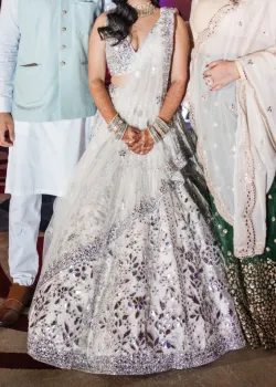 Ivory mirror work Lehenga 