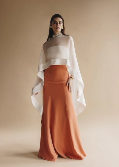 White Cape with Gemstone Collar