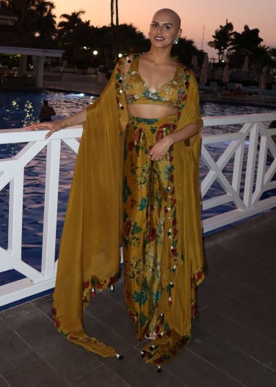 Golden Yellow Floral Printed Skirt Set