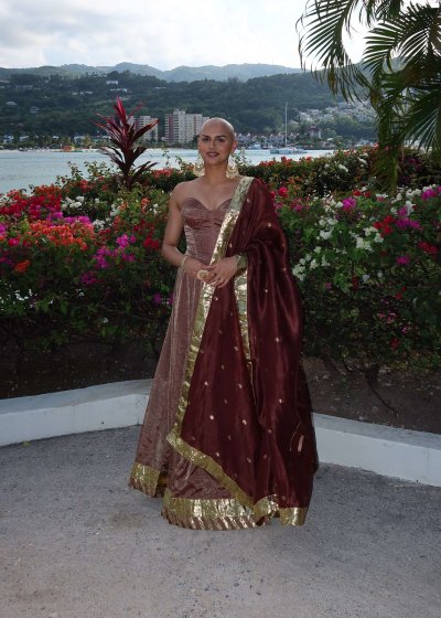 Brown Tissue Silk Lehenga Set