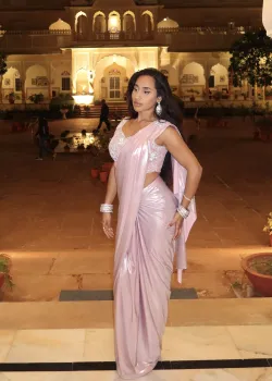Chrome Light Pink Pre-Drape Sari