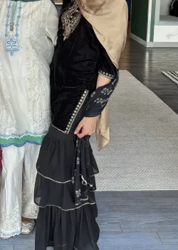 Black Velvet Gharara Set