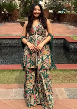 Green Floral Sharara Set