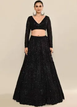 Black Sequin Lehenga - hover