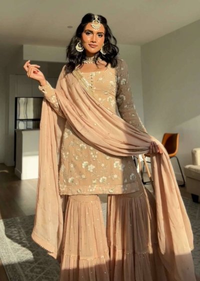 Peach Gharara Set