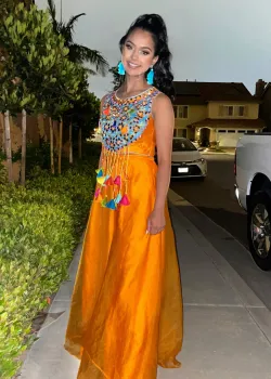 Orange Multicolor Tassel Gharara Set