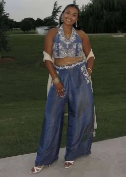 Sparkly Blue Palazzo Suit  