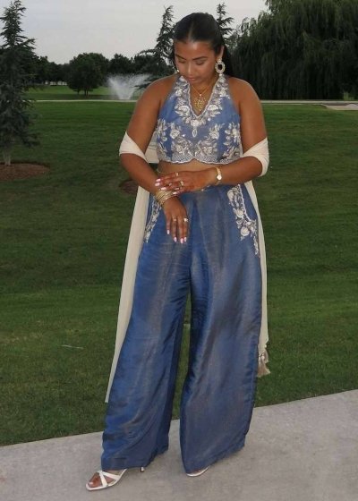 Sparkly Blue Palazzo Suit  