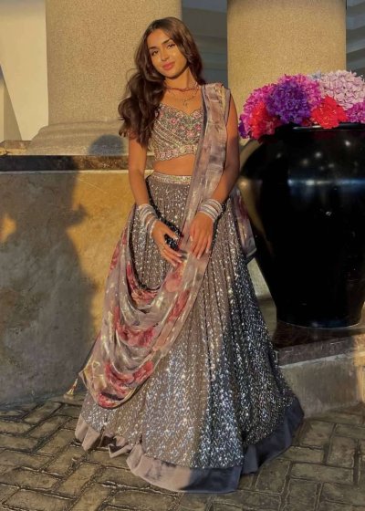 Grey Embellished Lehenga 