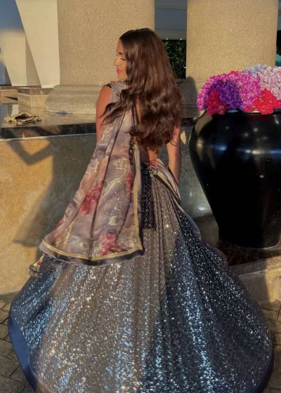Grey Embellished Lehenga 