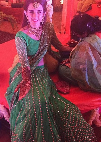 Green Gold Embellished Lehenga