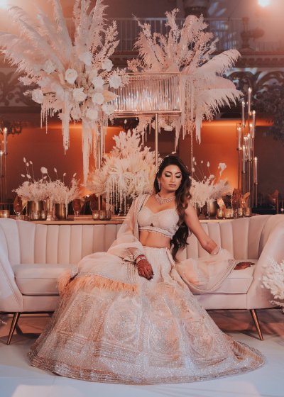 Peach Feathered Lehenga