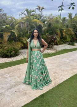 Green Floral Lehenga - hover