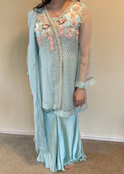 Light Blue Gharara Set