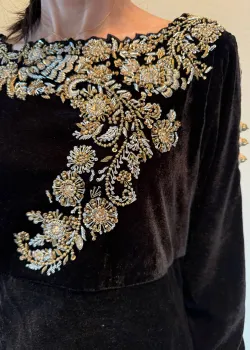 Black and Gold Hi-Low Kurta Set - hover