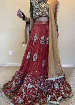 Orange Red Bridal Lehenga