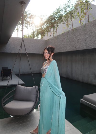 Bitten By Blues Pre-Draped Sari