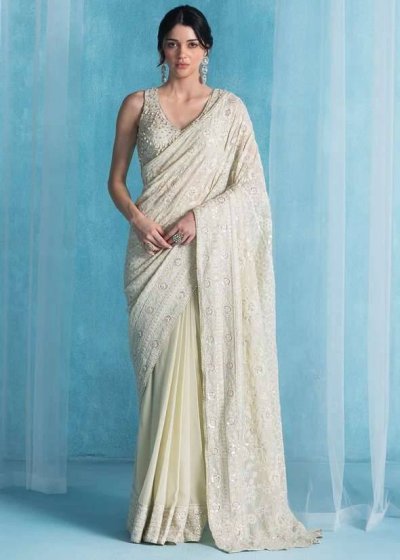 Soft Green Pre-Draped Sari