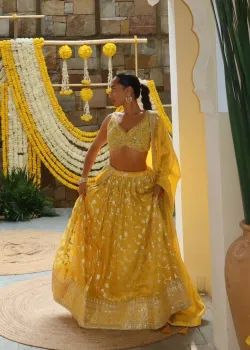 Haldi Guest Embroidered Lehenga