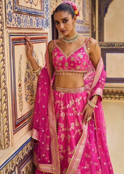 Pink Brocade Lehenga