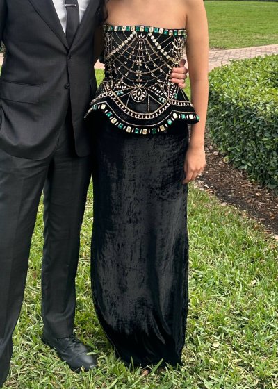 Black Corset Velvet Skirt Set