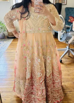 Peach Ombre Anarkali Set - hover