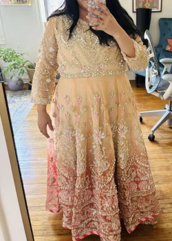 Peach Ombre Anarkali Set