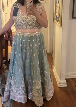 Dusty Mint Green Embroidered Lehenga