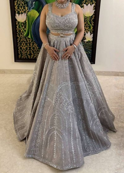 Silver Swarovski Lehenga