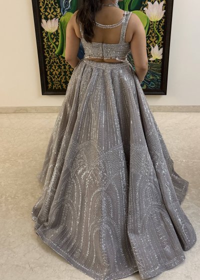 Silver Swarovski Lehenga