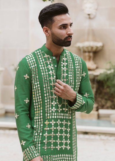 Green Mirror Kurta Set