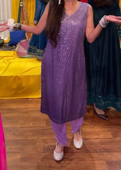 Purple Sequin Kurta Set