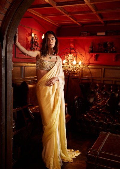 Yellow Ombre Sari