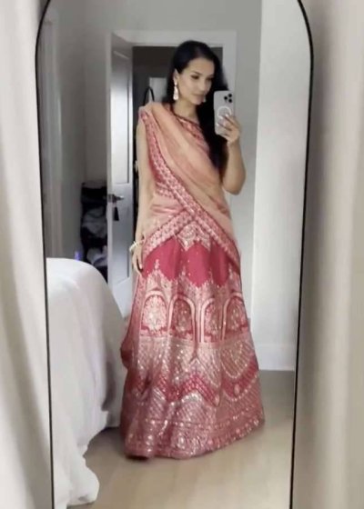 Rani Pink Mirrorwork Lehenga