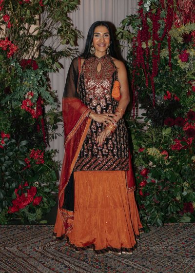 Black Embroidered Kurta Lehenga Set