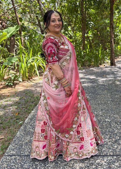 Multi-Pink Embroidered Lehenga