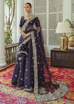 Royal Blue Velvet Lehenga