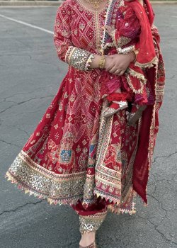 Red Anarkali Set