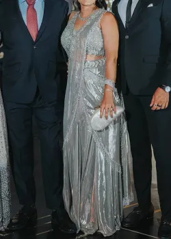 Silver Pre-Draped Sari