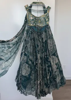 Teal Printed Lehenga