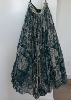 Teal Printed Lehenga - hover