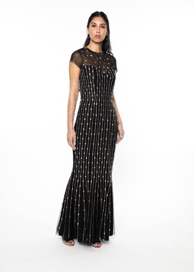 Noir Strobe Gown with Gloves
