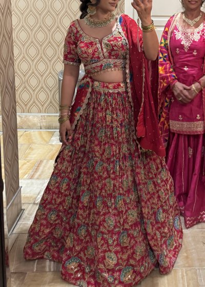 Red Colorful Lehenga Set