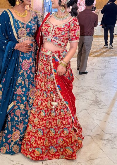 Red Colorful Lehenga Set