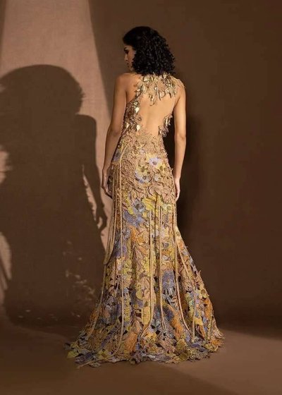 Gold 3D Floral Gown
