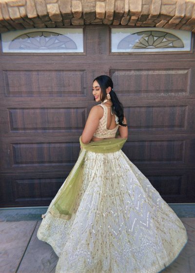 Ivory and Sage Lehenga