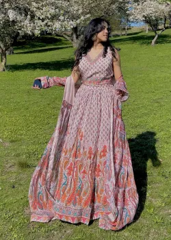 Pink Printed Lehenga Set